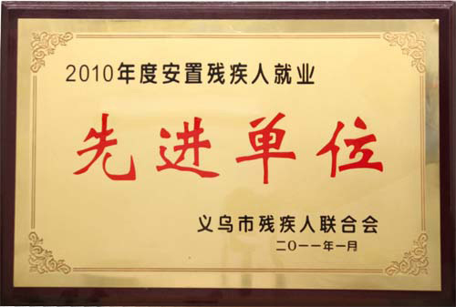 2010年度安置残疾人就业先进单位